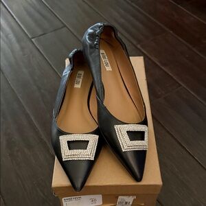 SOLD‼️Bibi Lou Black Flats with Embellished Buckle, Size 40, EUC